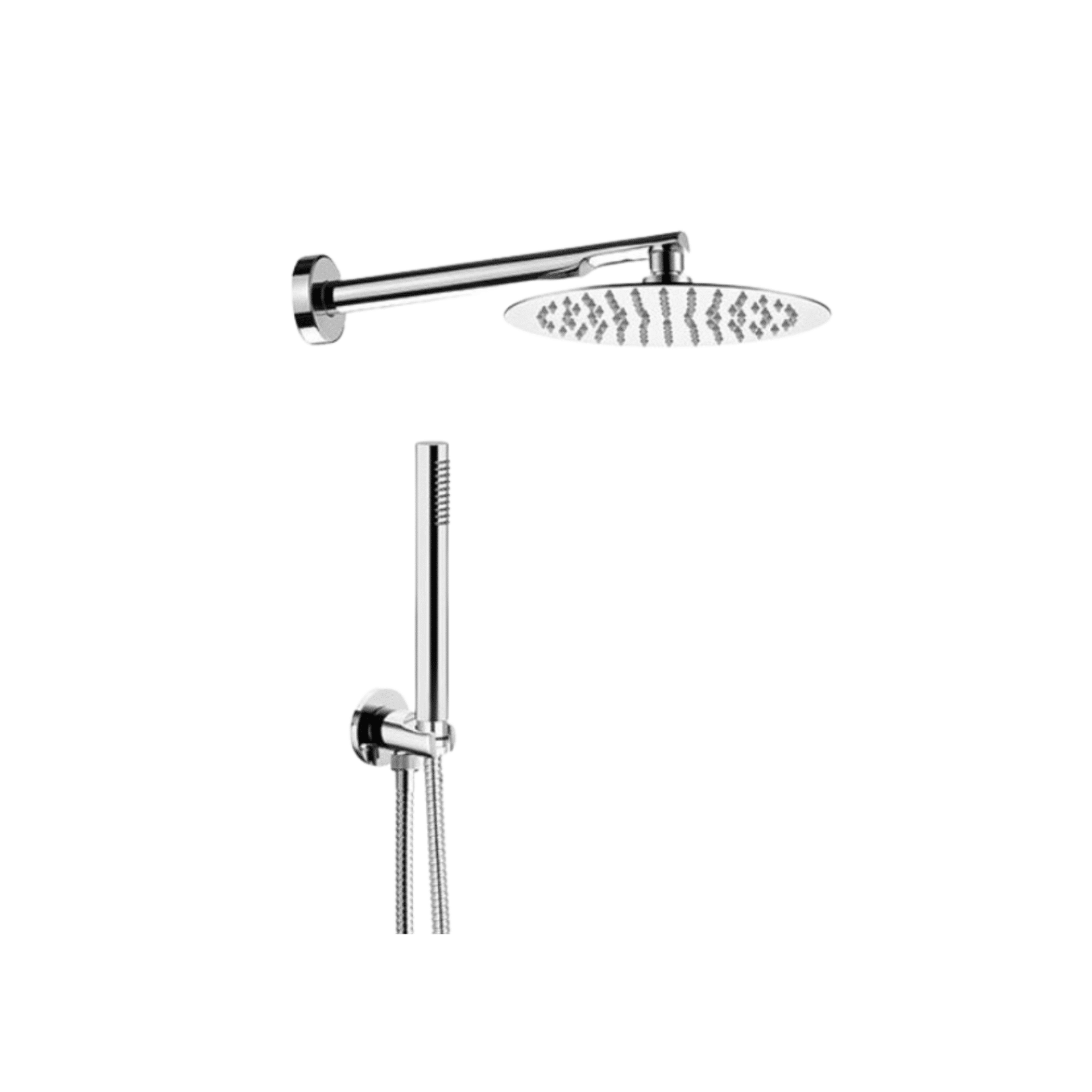 Set Doccia Collection – Set per doccia con soffione tondo ultra piatto in acciaio INOX lucidato a specchio Ø 25 cm