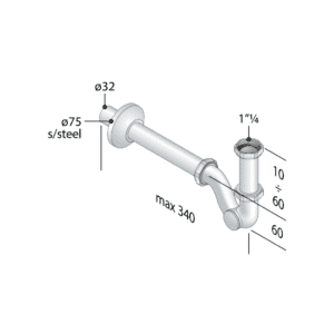 Sifone in ottone cromato - Europa 322.222.5