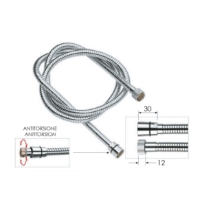 Flessibile per doccia estensibile a doppia graffatura in acciaio inox 200 cm