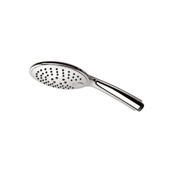 Doccetta cromata a 3 funzioni pulsante per il cambio dei getti, con getti in silicone, anticalcare.